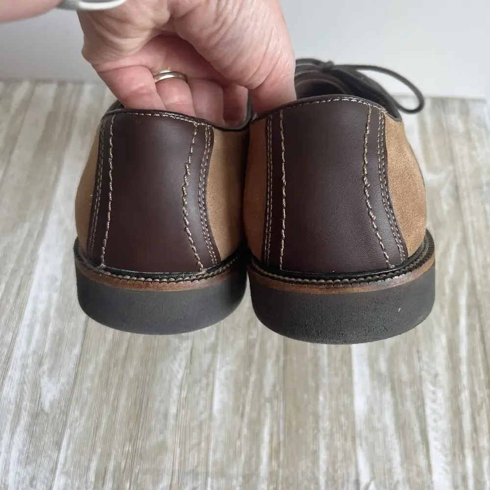 Brown Leather Suede Two Tone Mens Oxford Saddle Shoes Size 9 By Simple